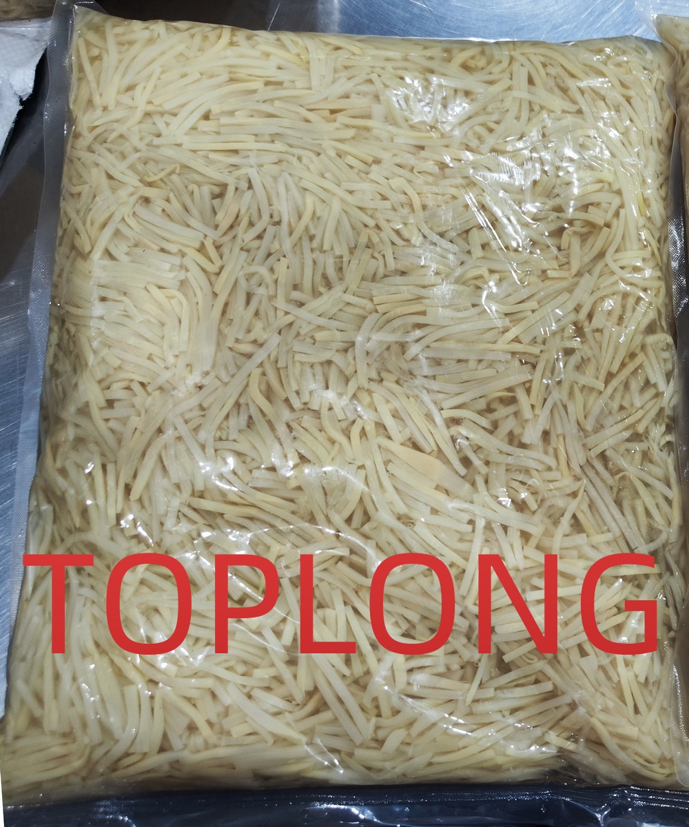 Canned bamboo shoots strips in Plastic Bags